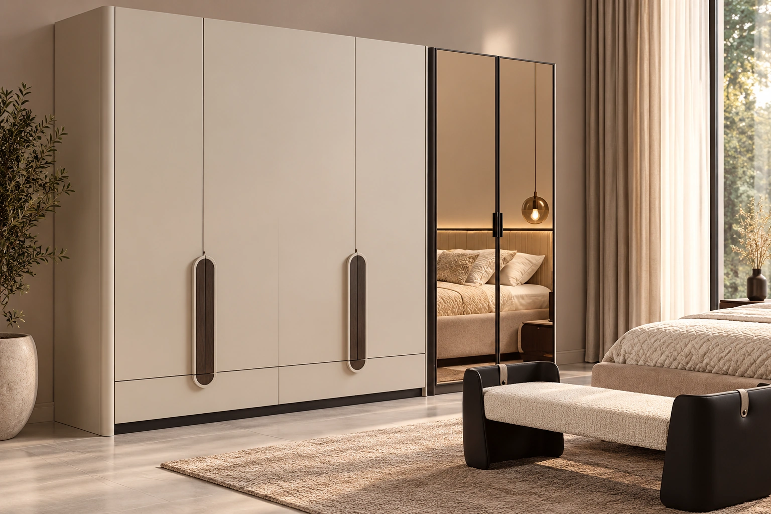 Large Multi-Door Contemporary Wardrobe Closet