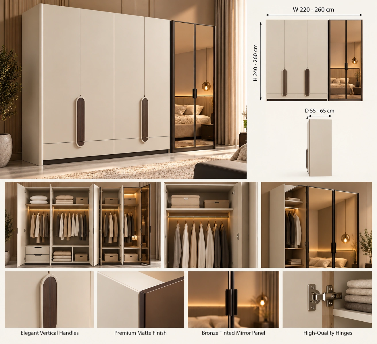 Large Multi-Door Contemporary Wardrobe Closet - Image 2