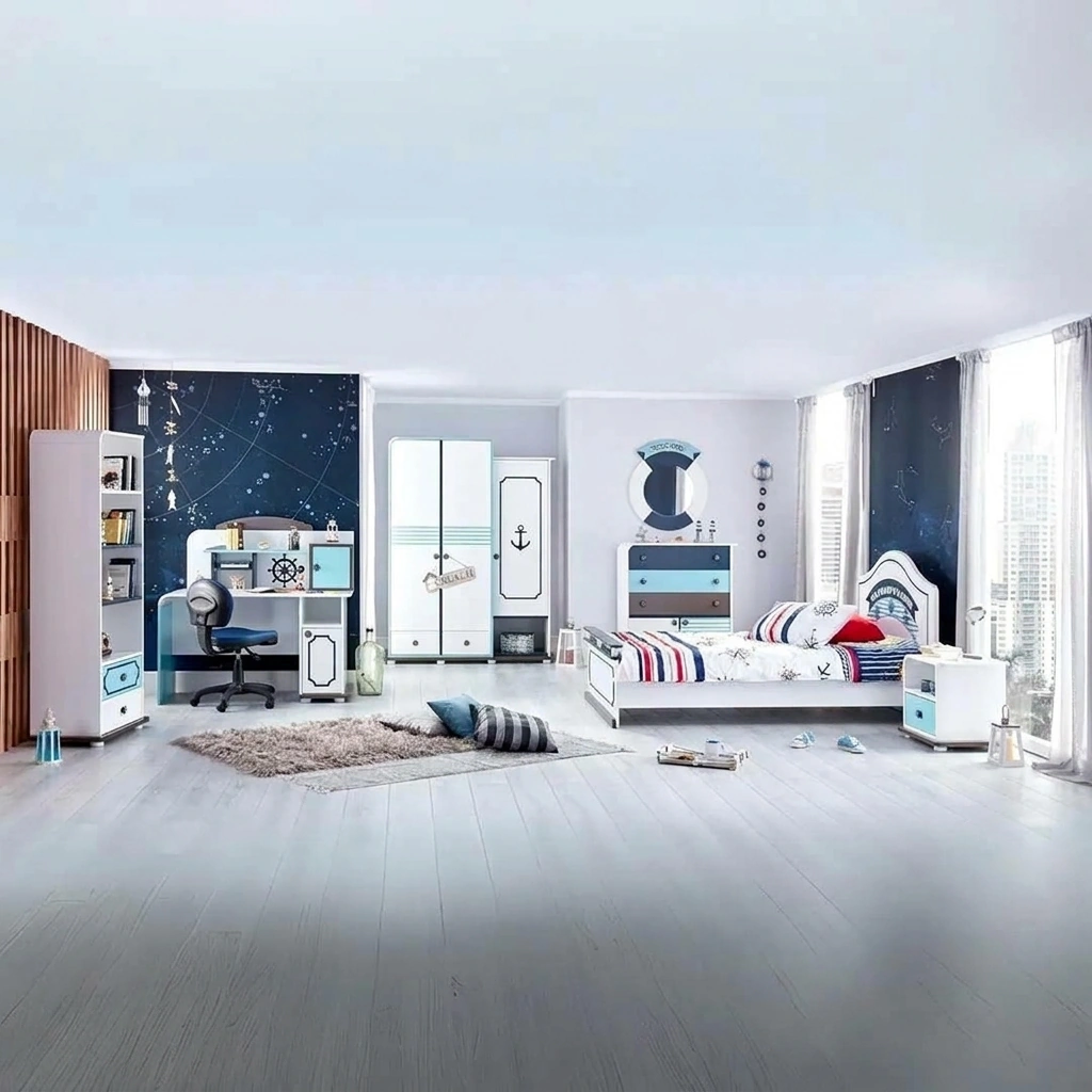 kids Bedroom - White & Navy Blue