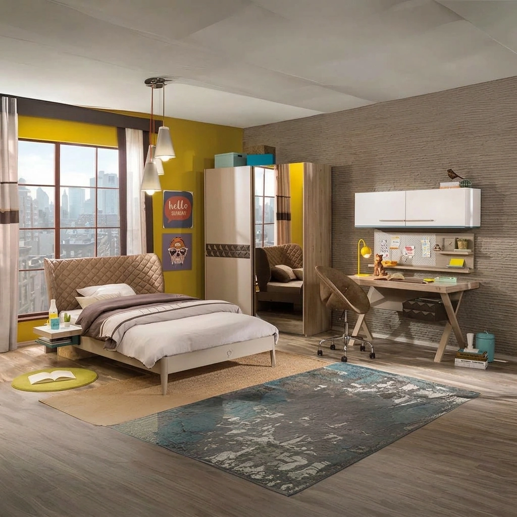 kids Bedroom - Off White, Beige & Turquoise