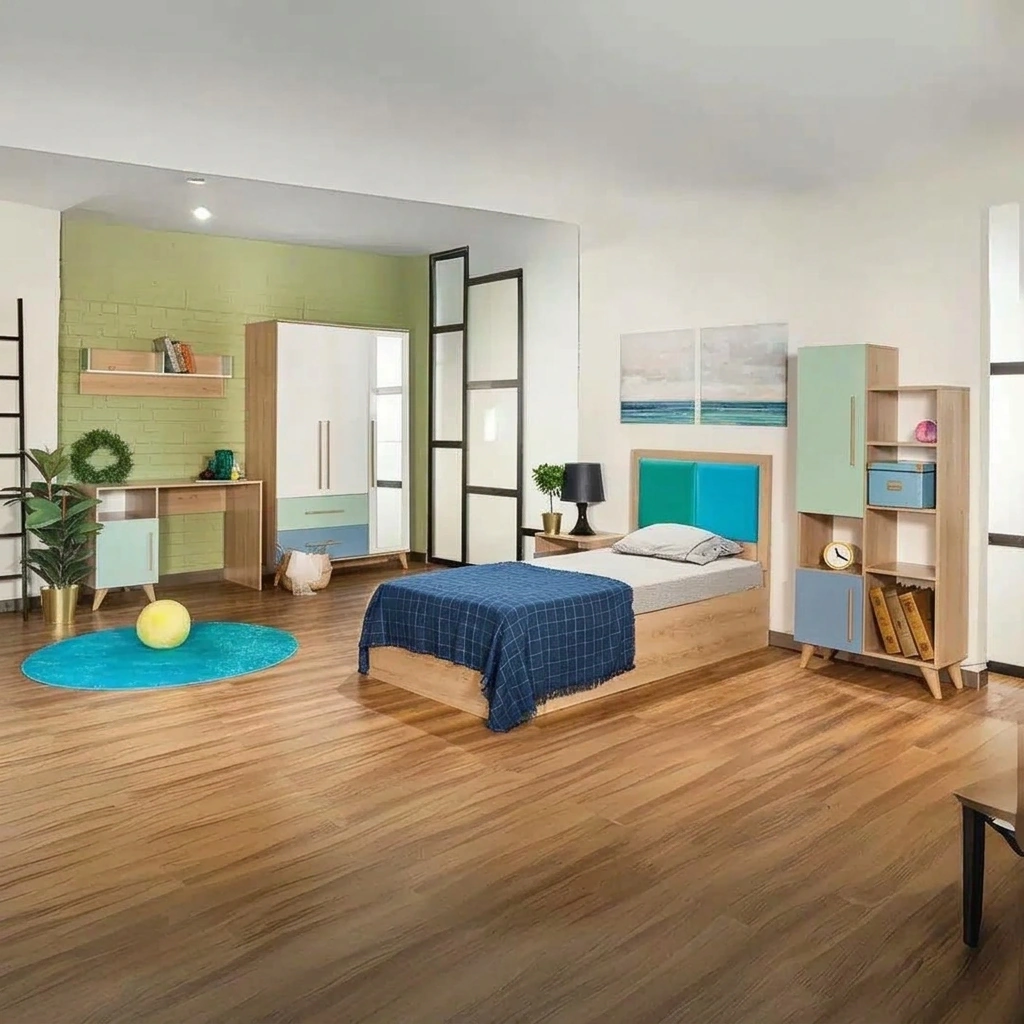 kids Bedroom - Off White, Beige & Turquoise