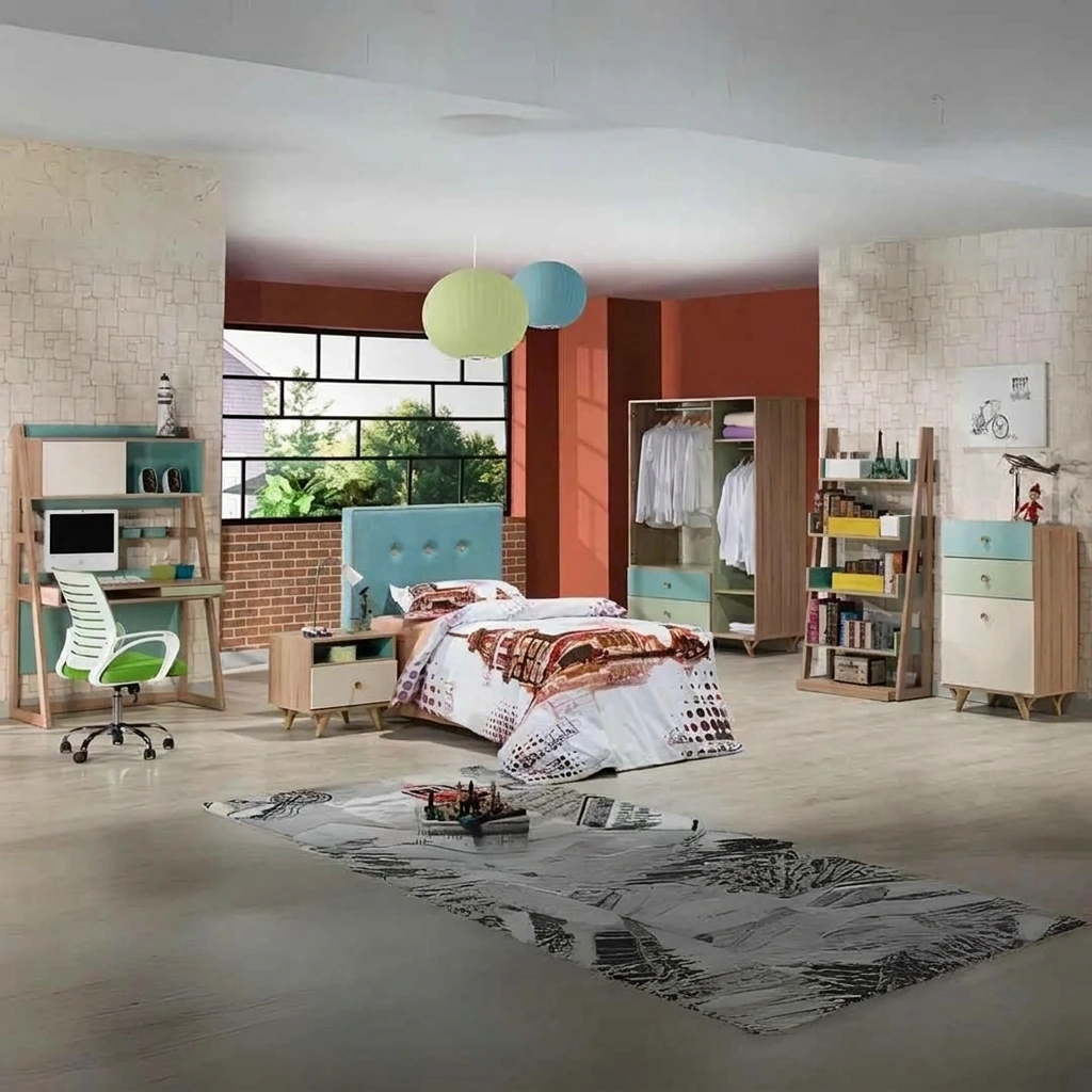 kids Bedroom - Off White, Beige & Turquoise