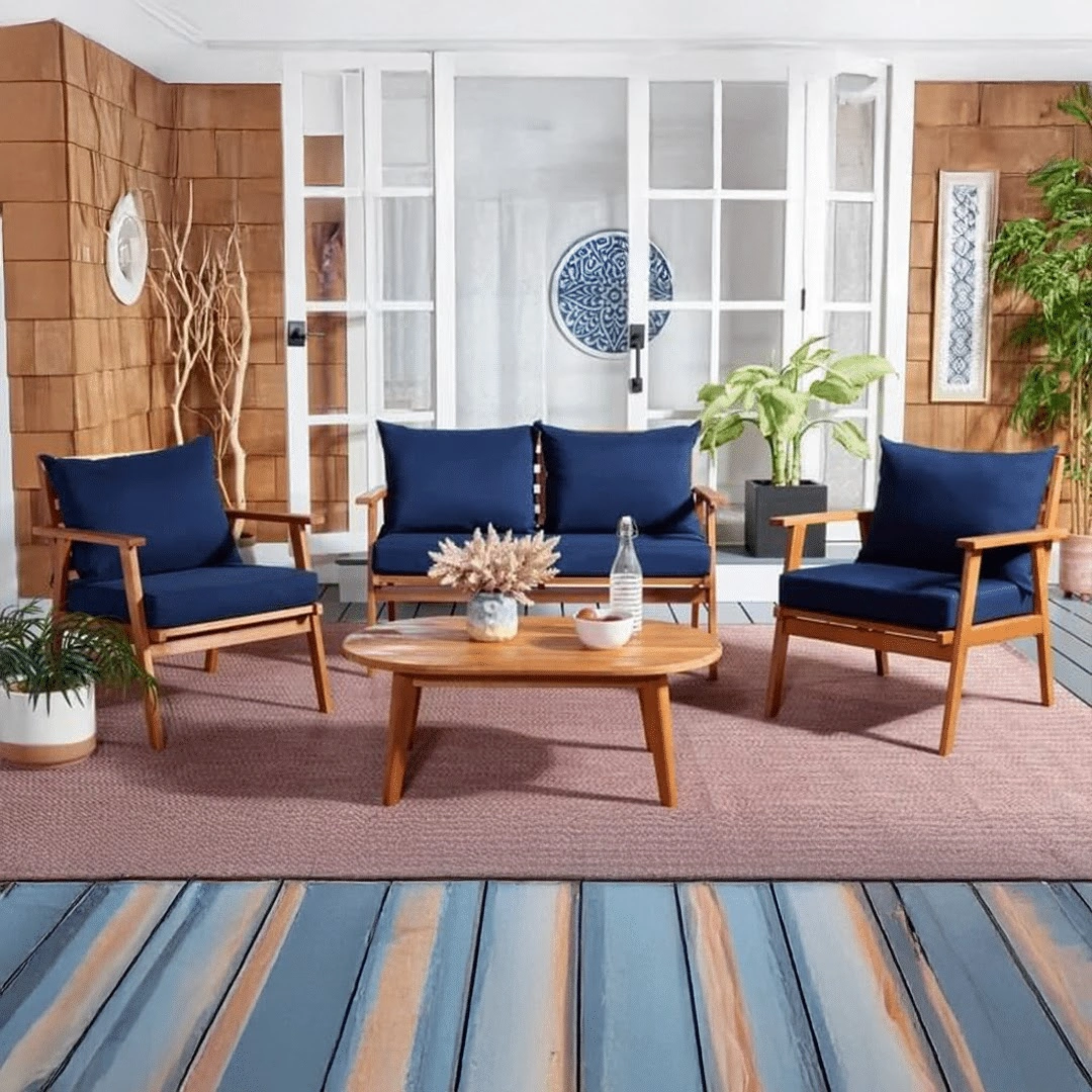 Outdoor Set - Navy Blue & Beige