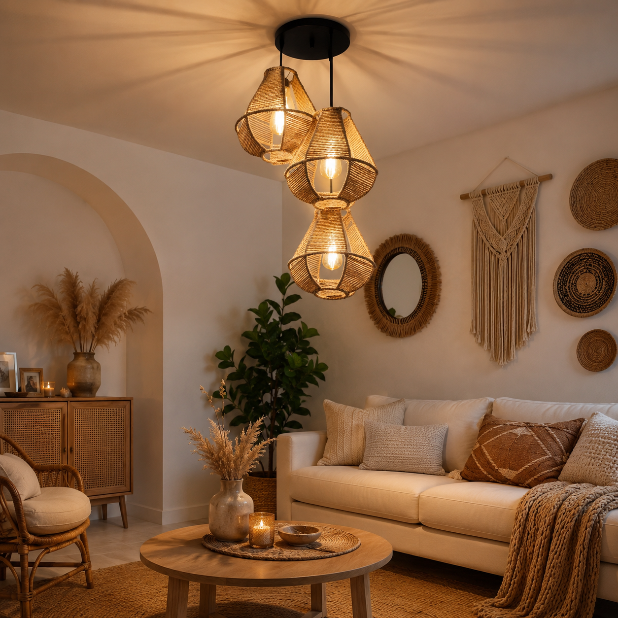 Burlap Boho Ceiling Lamp -VL-TBS-376346 - Image 2