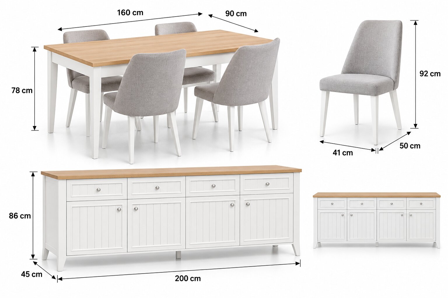 Dining Set - Beige & Grey - Image 4