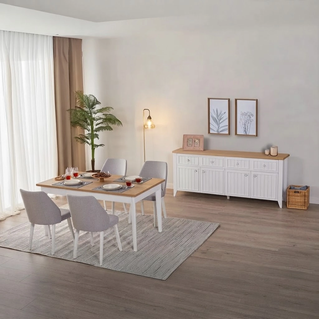 Dining Set - Beige & Grey