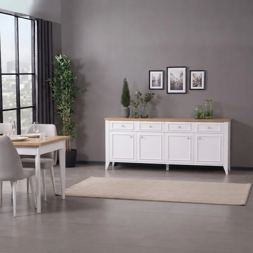 Dining Set - Beige & Grey - Image 3