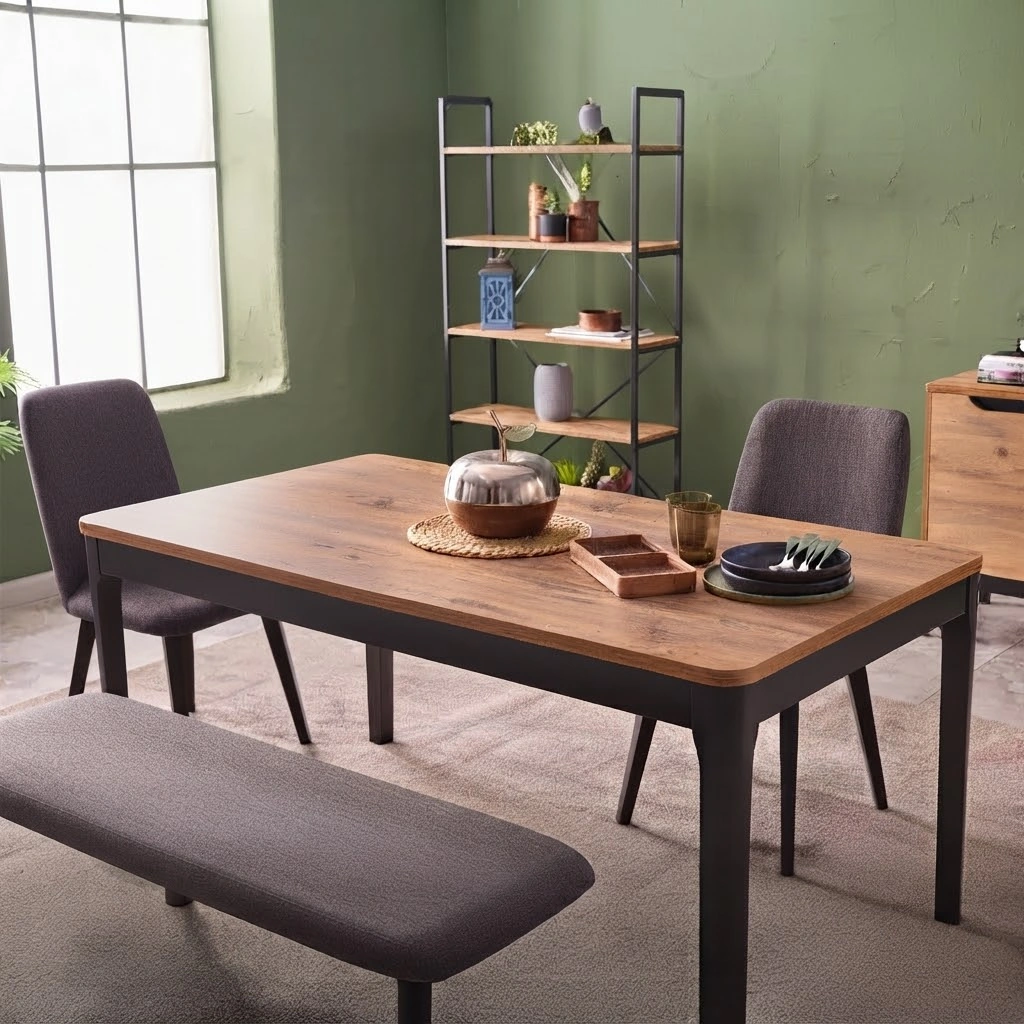 Dining Set - Black & Beige - Image 3